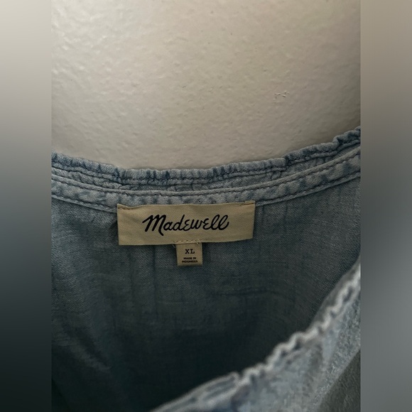 Denim Ruffled U-Neck Crop Top XL - Picture 6 of 8